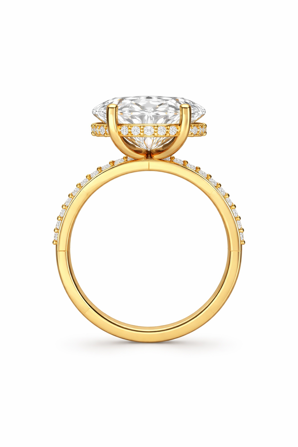 Oval hidden halo engagement ring