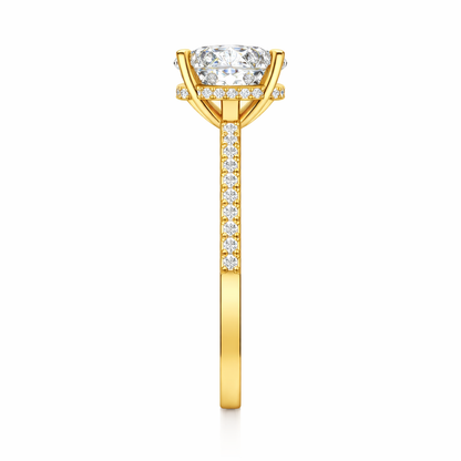 Oval hidden halo engagement ring