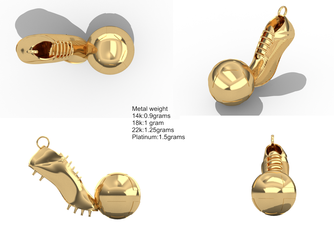 Soccer Pendant — metal weights and gemstone specifications