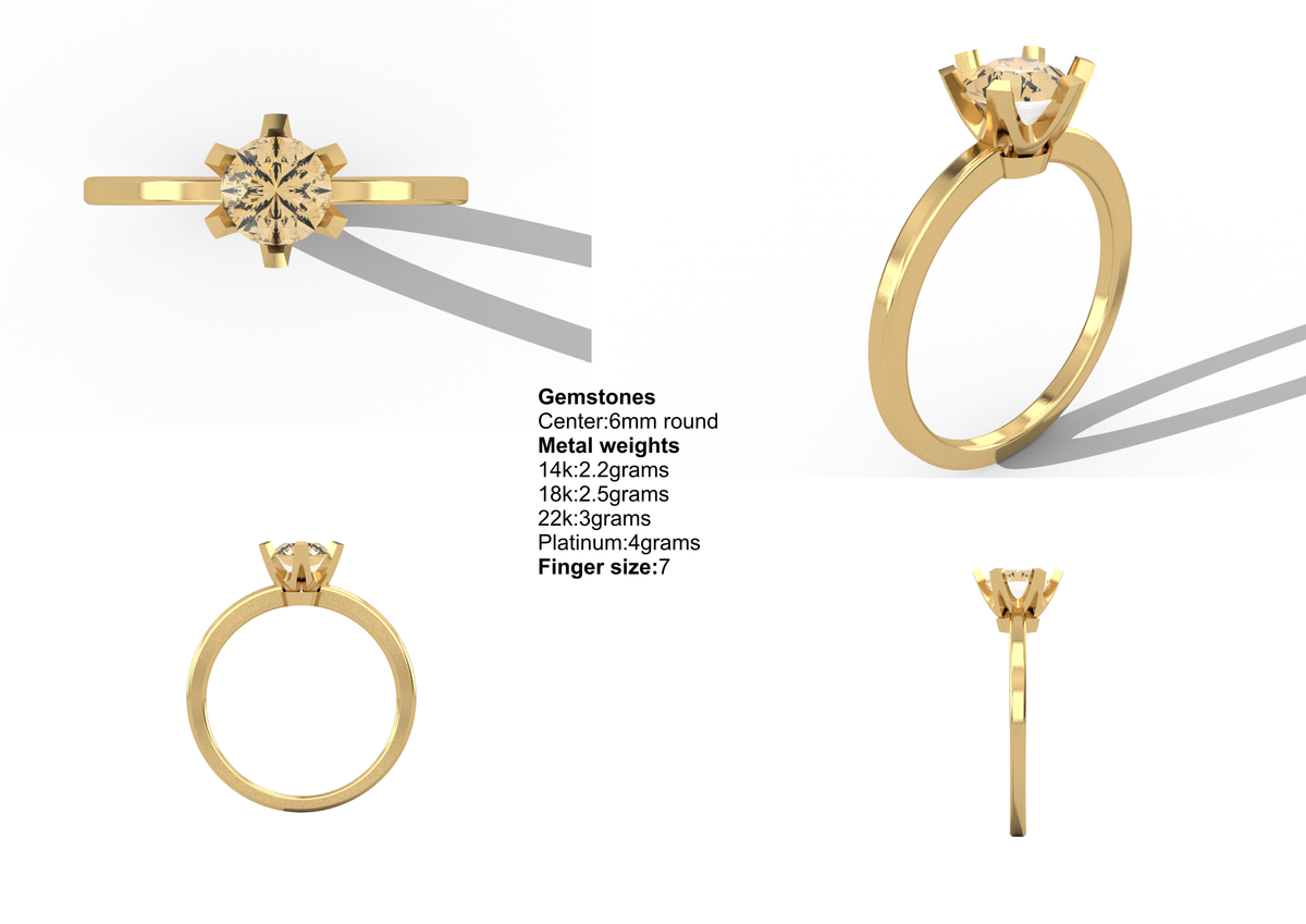 six prong solitaire ring — product view 16