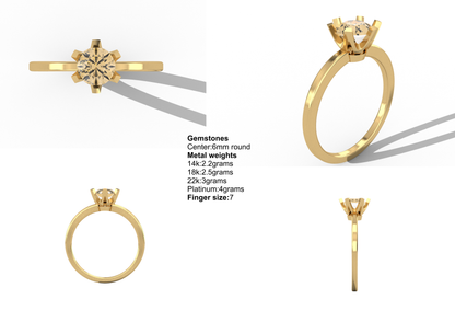 six prong solitaire ring — product view 16