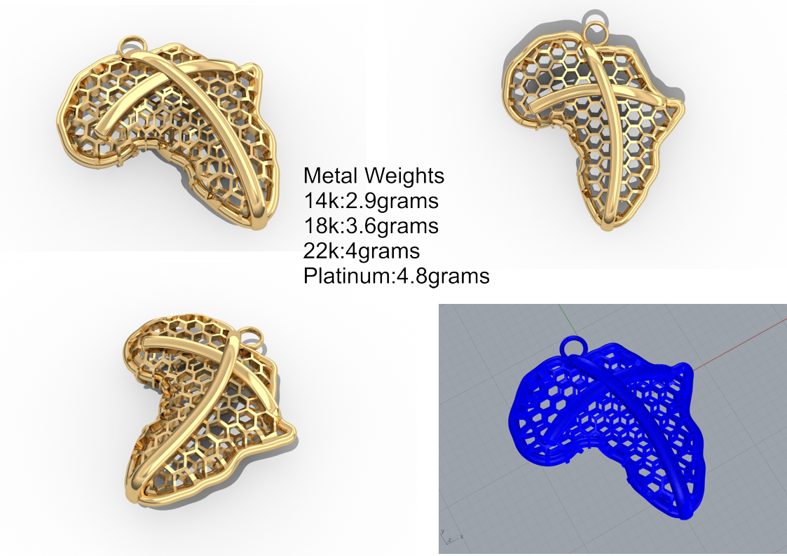 Africa Cross Pendant — metal weights and gemstone specifications