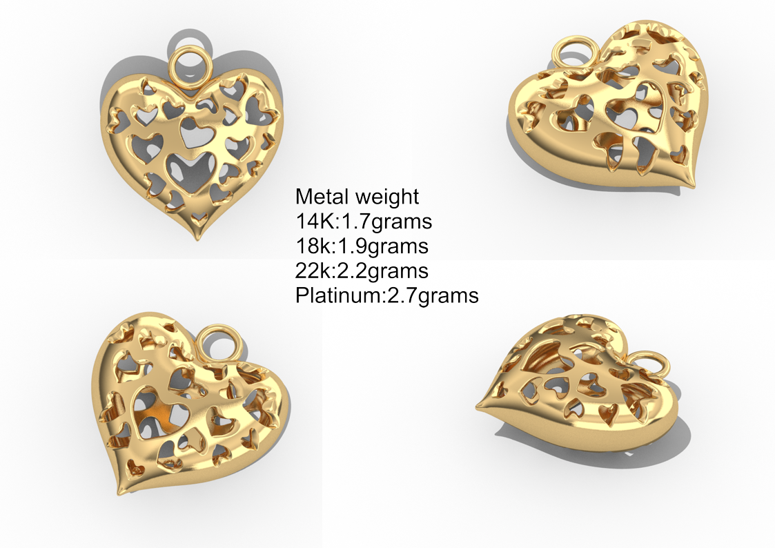 Multi Hearts Pendant — metal weights and gemstone specifications