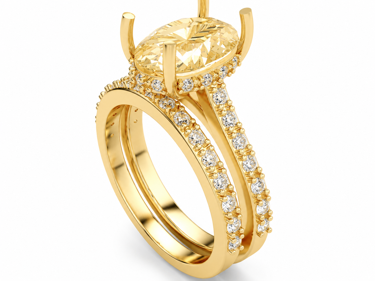 Oval Hidden Halo Ring 9X7Mm — product view 9