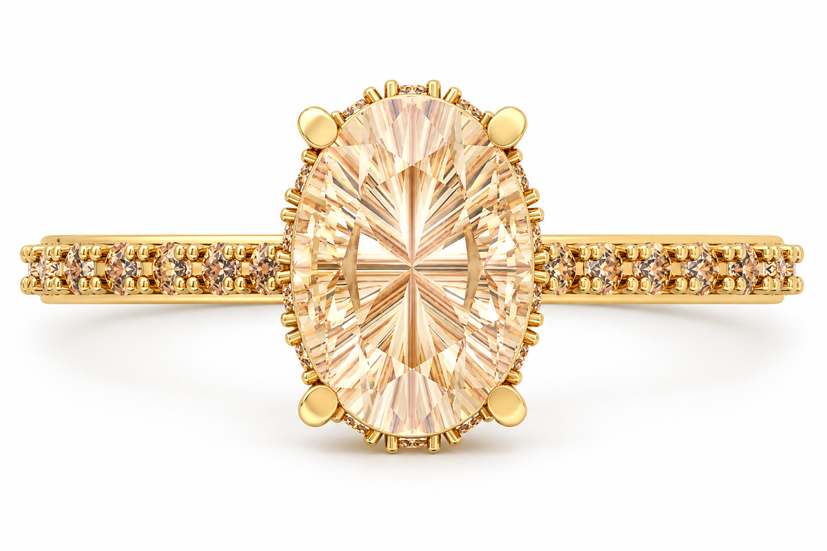Oval Hidden Halo Ring 9X7Mm — product view 5