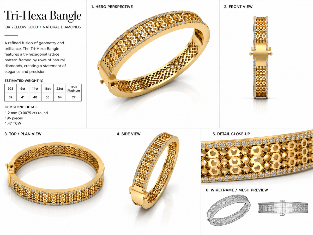 Double Closure Bangle — metal weights and gemstone specifications