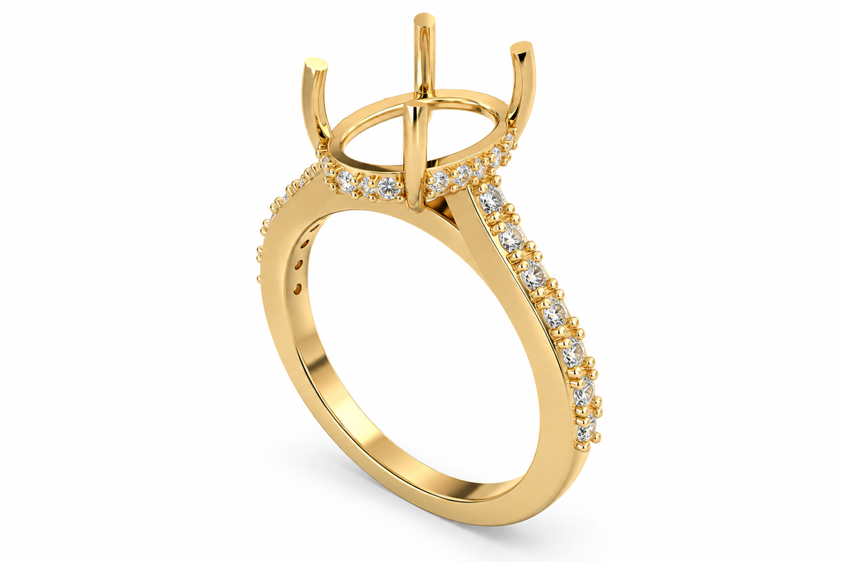Oval Hidden Halo Ring 9X7Mm — product view 3