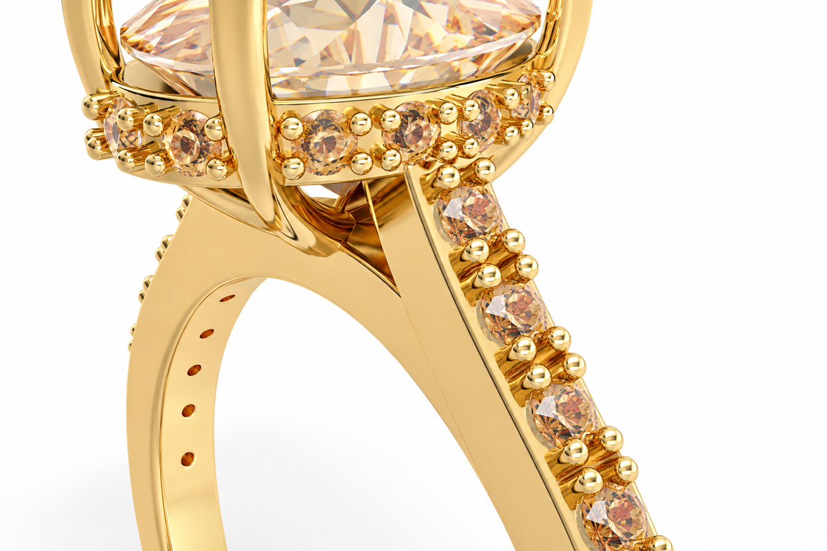 Oval Hidden Halo Ring 9X7Mm — product view 6