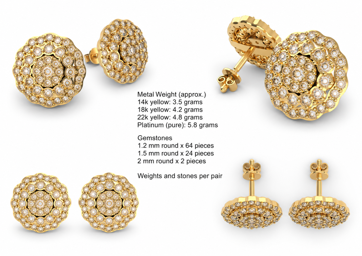 Double Halo Cluster — metal weights and gemstone specifications