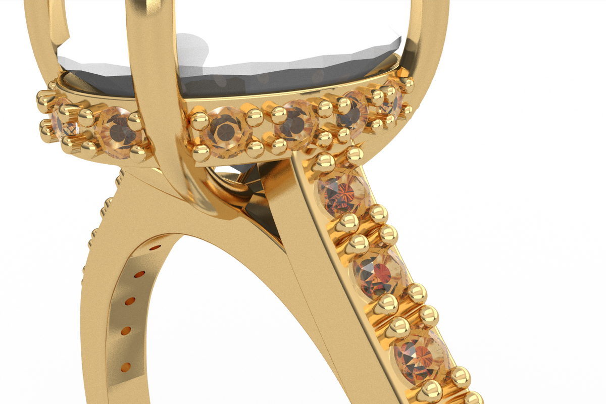 Oval Hidden Halo Ring 9X7Mm — product view 2