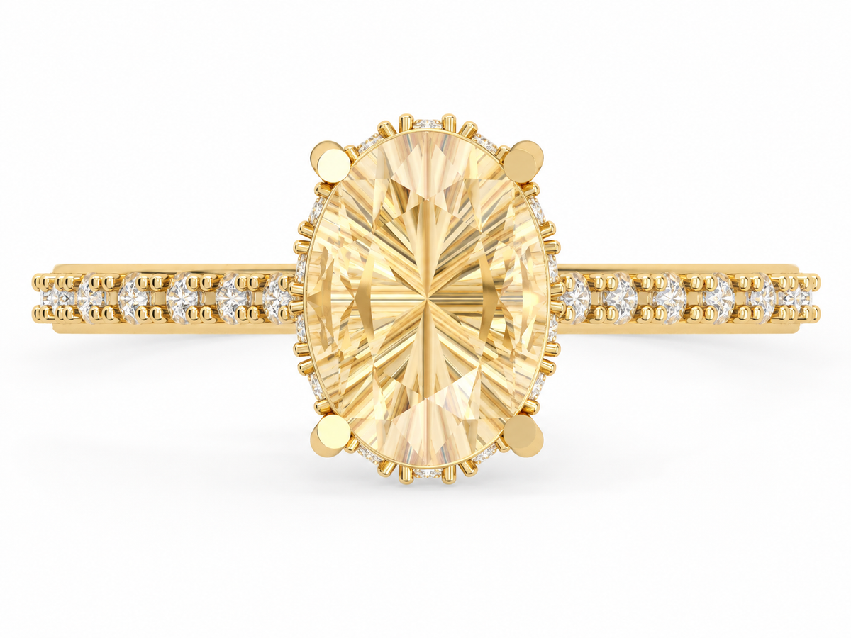 Oval Hidden Halo Ring 9X7Mm — product view 10
