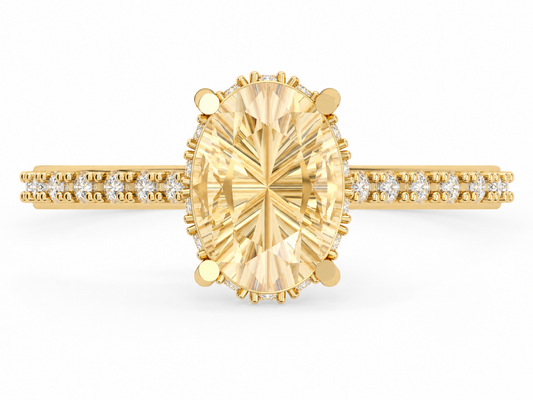 Oval Hidden Halo Ring 9X7Mm — product view 10