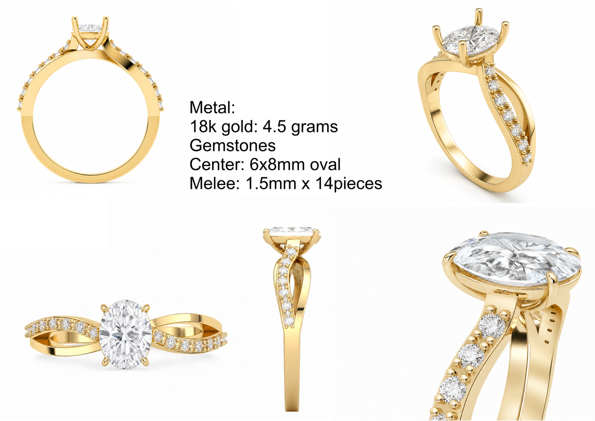 Oval Infinity Ring — metal weights and gemstone specifications