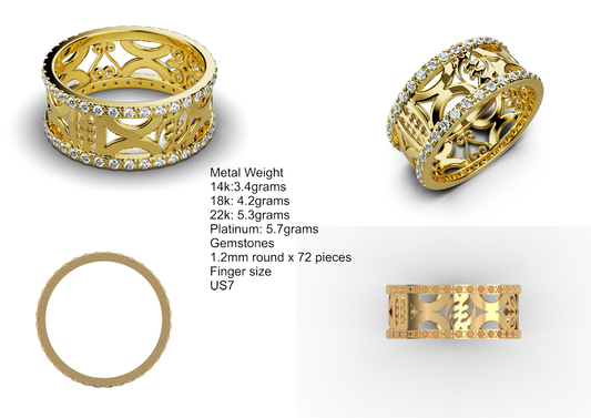 Adinkra Band — metal weights and gemstone specifications