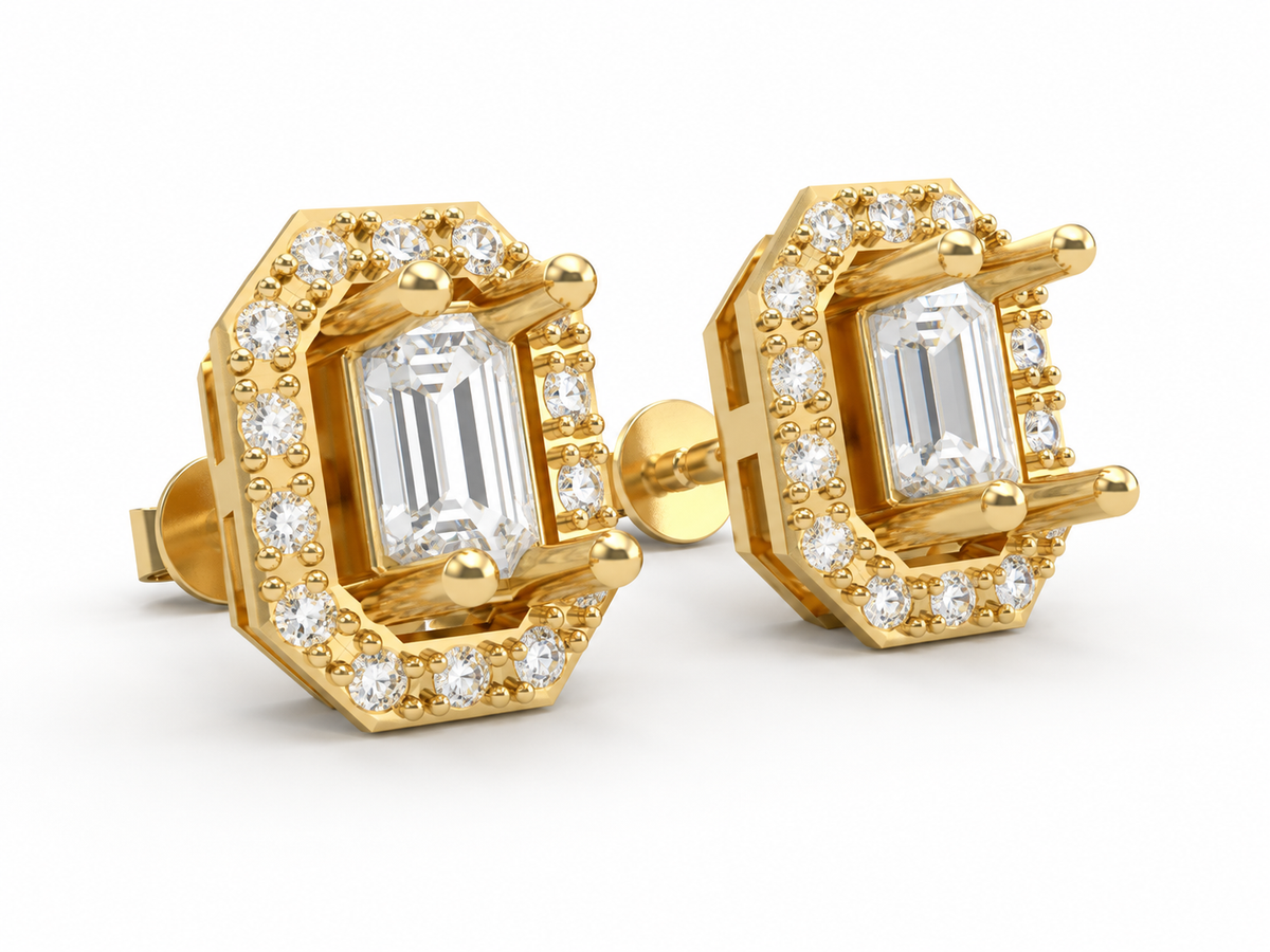Emerald Halo Studs — product view 7