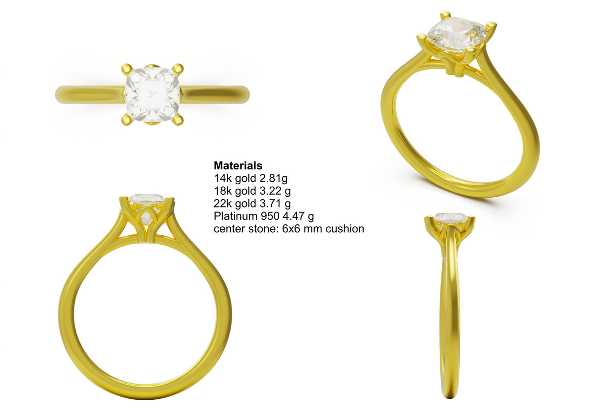 cushion solitaire 6x6mm 01