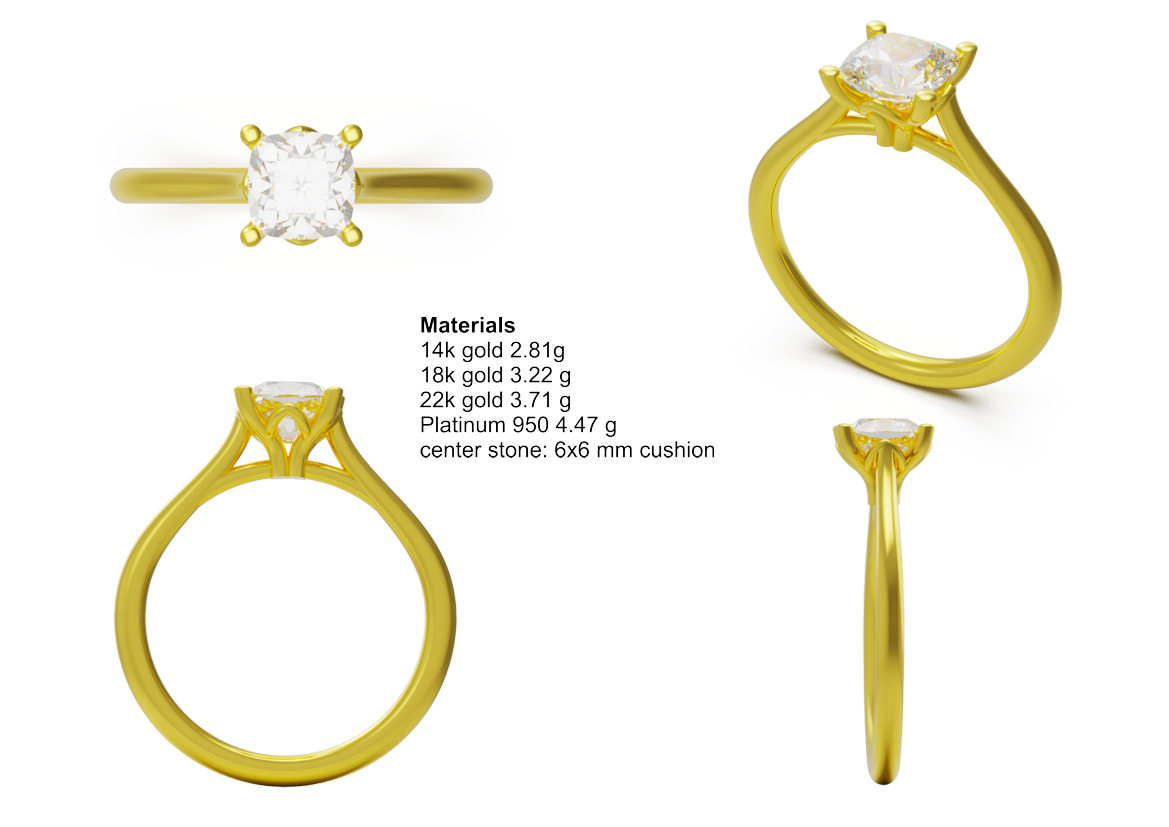 cushion solitaire 6x6mm 02