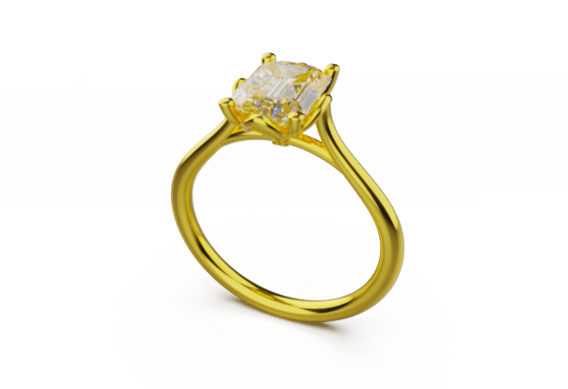 Emerald solitaire CAD bundle in yellow gold