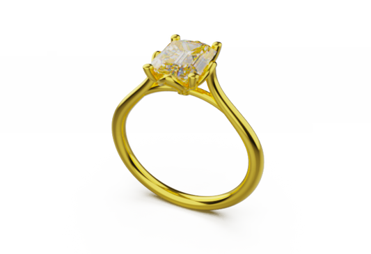 Emerald solitaire CAD bundle in yellow gold