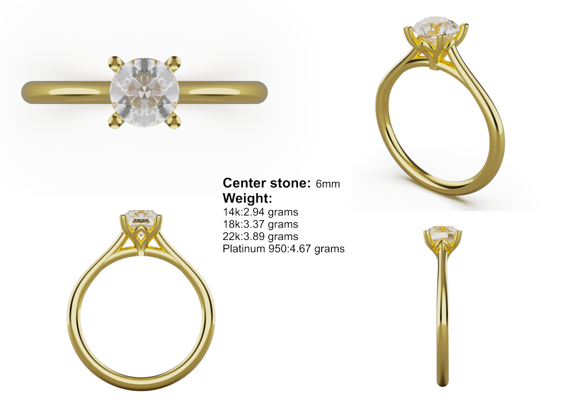 Harriet round solitaire CAD bundle in yellow gold