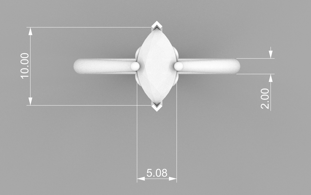 marquise solitaire 5x10mm technical detail 02