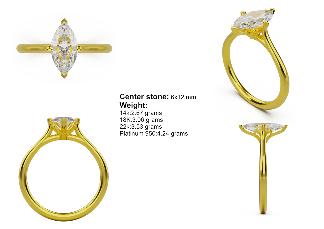 marquise solitaire 6x12mm 01