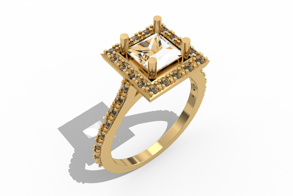 Princess cut halo engagement ring