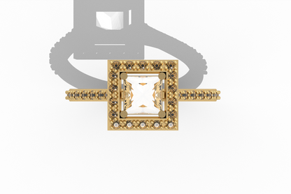 Princess cut halo engagement ring